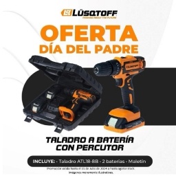 Taladro Percutor Lusqtoff + 2 Baterias + Maletn  ATL18-8B