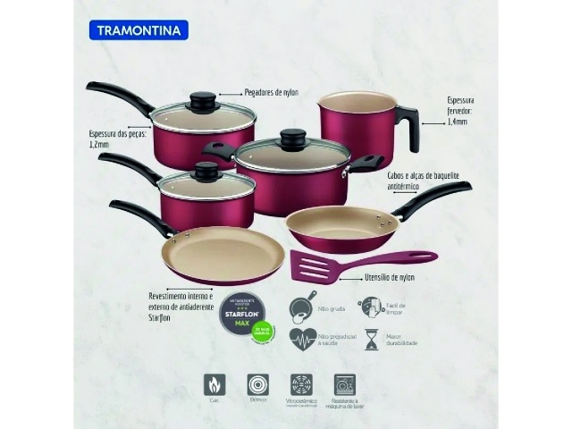 Set Batería Ollas Tramontina Turim Cocina 7 Piezas Teflón