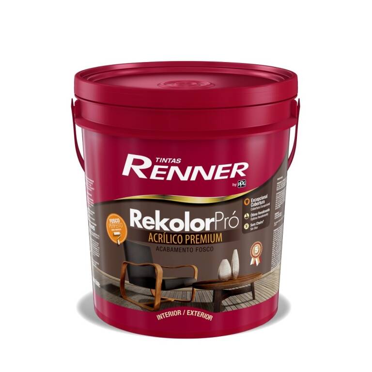 Pintura Rekolor Pro Fosco Renner Int/Ext Gtia 5 aos 18 lt